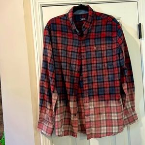 Custom bleach dipped flannel, IZOD, Large